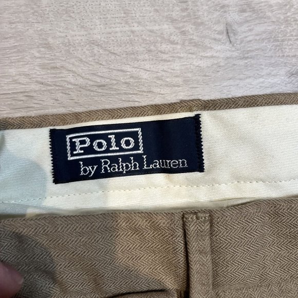 Polo Ralph Lauren Mens 100% Cotton Pleated Dress Pants Brown Houndstooth • 36x32 - Picture 2 of 7